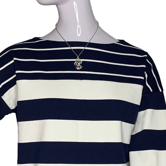 J Crew Top Horizontal Stripes Blue/Cream Pullover Size XS Long Sleeve - Picture 2 of 9